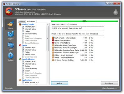 ccleaner piriform v.5.22