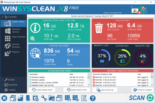 WinSysClean 17.0 Build 2465 Free Download