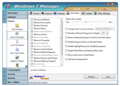 Windows 7 Manager 4.1.3 Final Portable Free Download