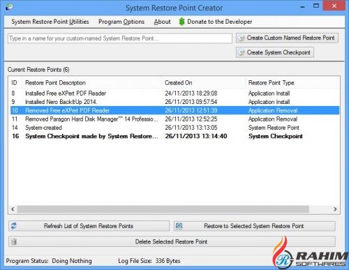 Restore Point Creator 6.9 Free Download