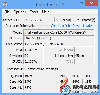 Core Temp 1.11 Portable Free Download
