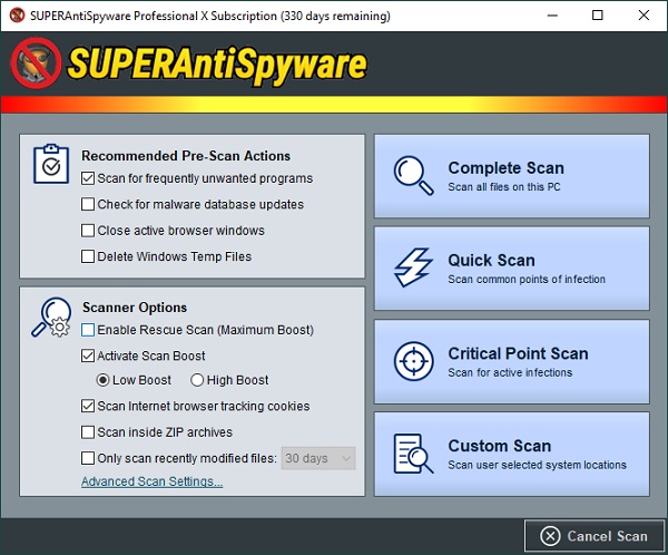 Download SUPERAntiSpyware Pro X 10.0.1258 Portable