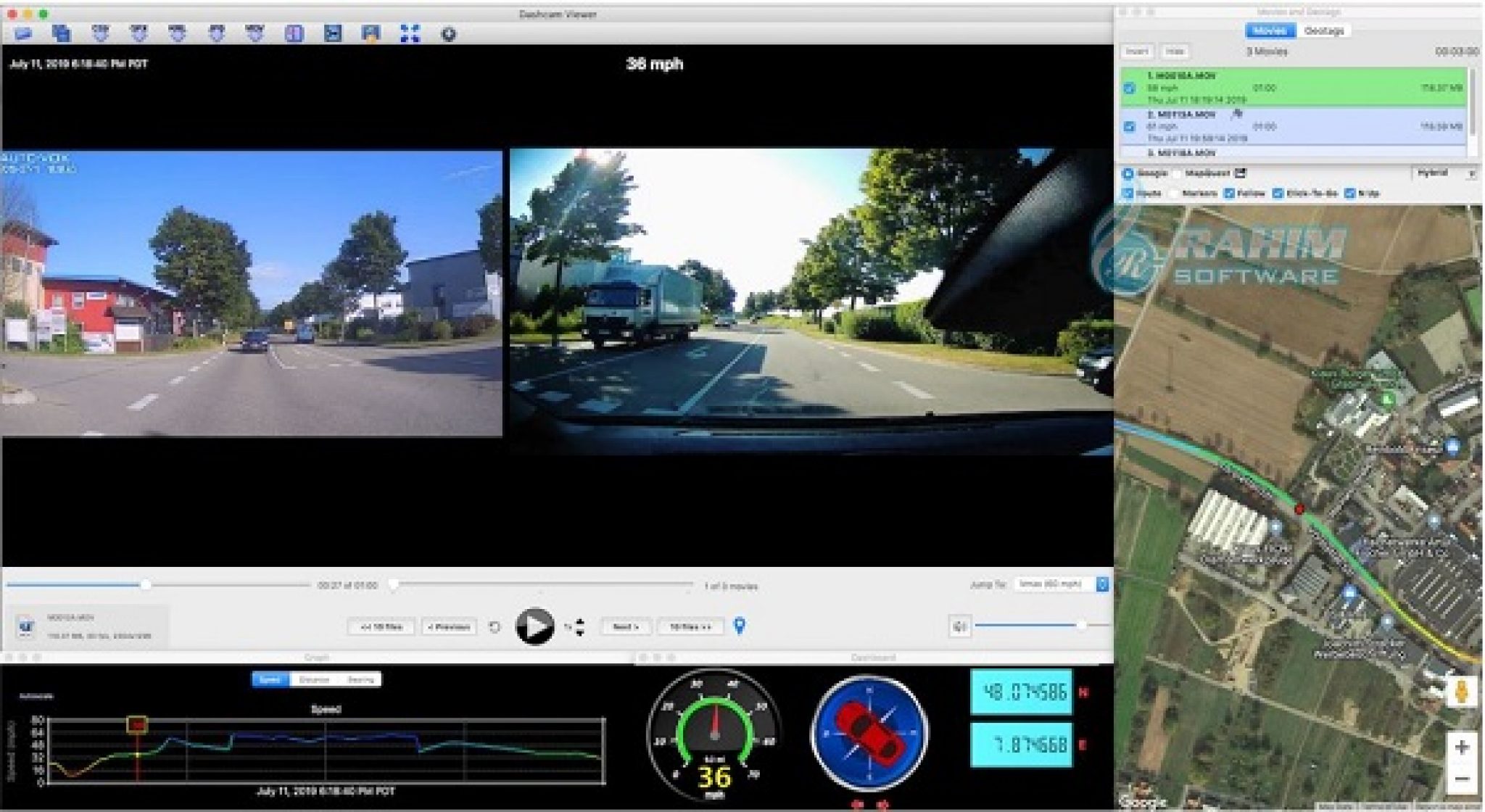 dashcam viewer editor software free front and rear