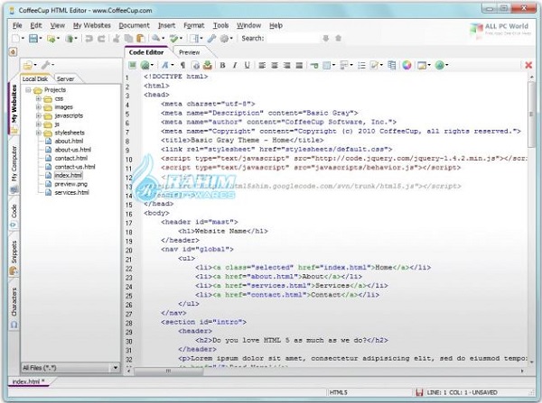 CoffeeCup HTML Editor free download for Windows 10