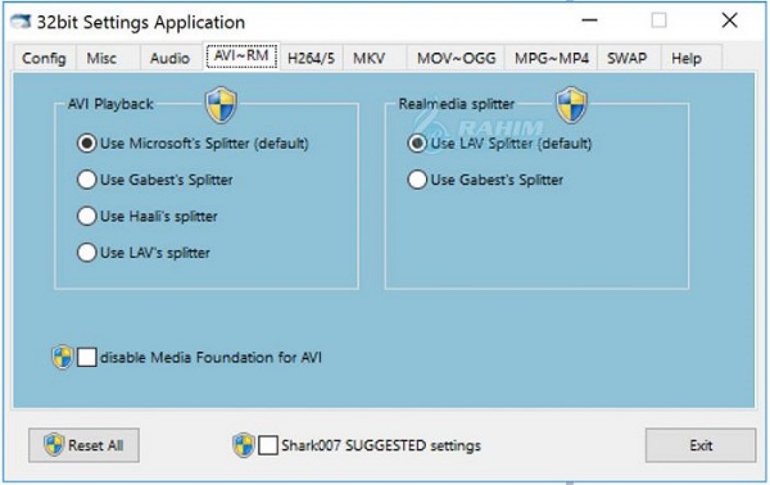 Setting bit. Shark007 codecs. Easy codec. Wm9codecs.