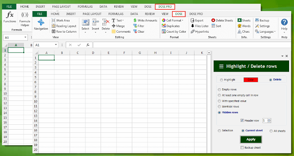 How to install Dose in excel