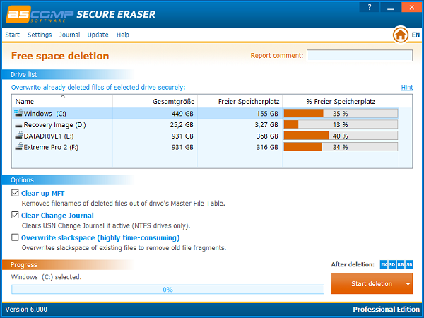 Ascomp Secure Eraser Professional 6