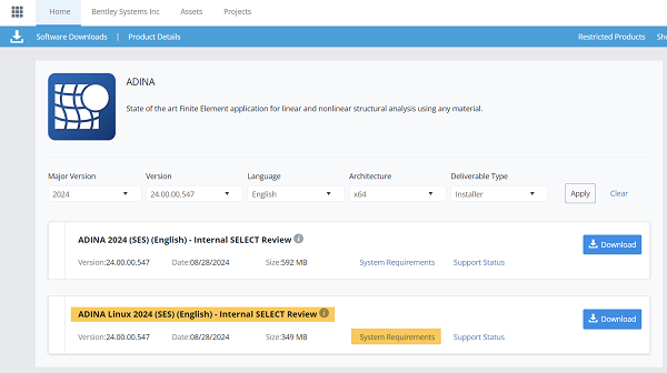 Download Bentley ADINA 2024